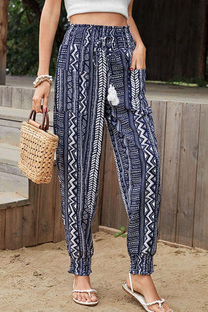 Laid-Back High Rise Jogger Geometric Print Pants - MXSTUDIO.COM