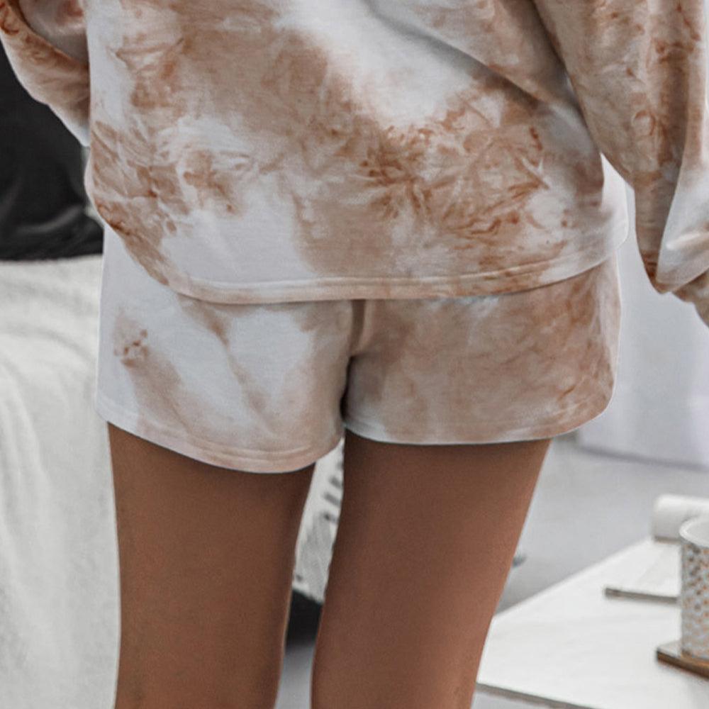 Lax Drawstring Elastic Waist Tie Dye Shorts - MXSTUDIO.COM