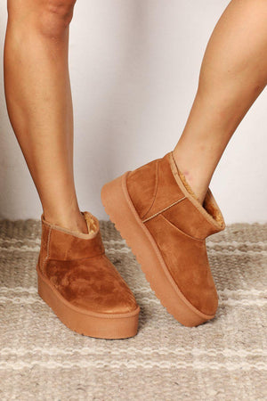 Legend Women's Camel Ugg Platform Mini Boots - MXSTUDIO.COM