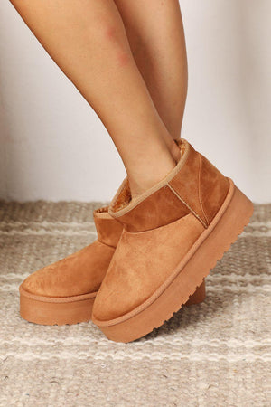 Legend Women's Camel Ugg Platform Mini Boots - MXSTUDIO.COM