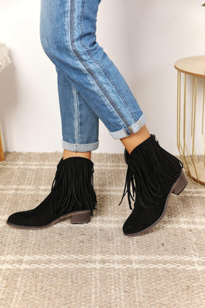 Legend Women's Fringe Black Ankle Cowboy Boots - MXSTUDIO.COM