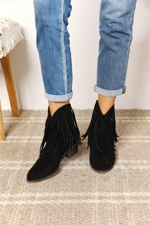Legend Women's Fringe Black Ankle Cowboy Boots - MXSTUDIO.COM
