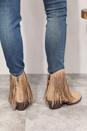 Legend Women's Fringe Tan Ankle Cowboy Boots - MXSTUDIO.COM