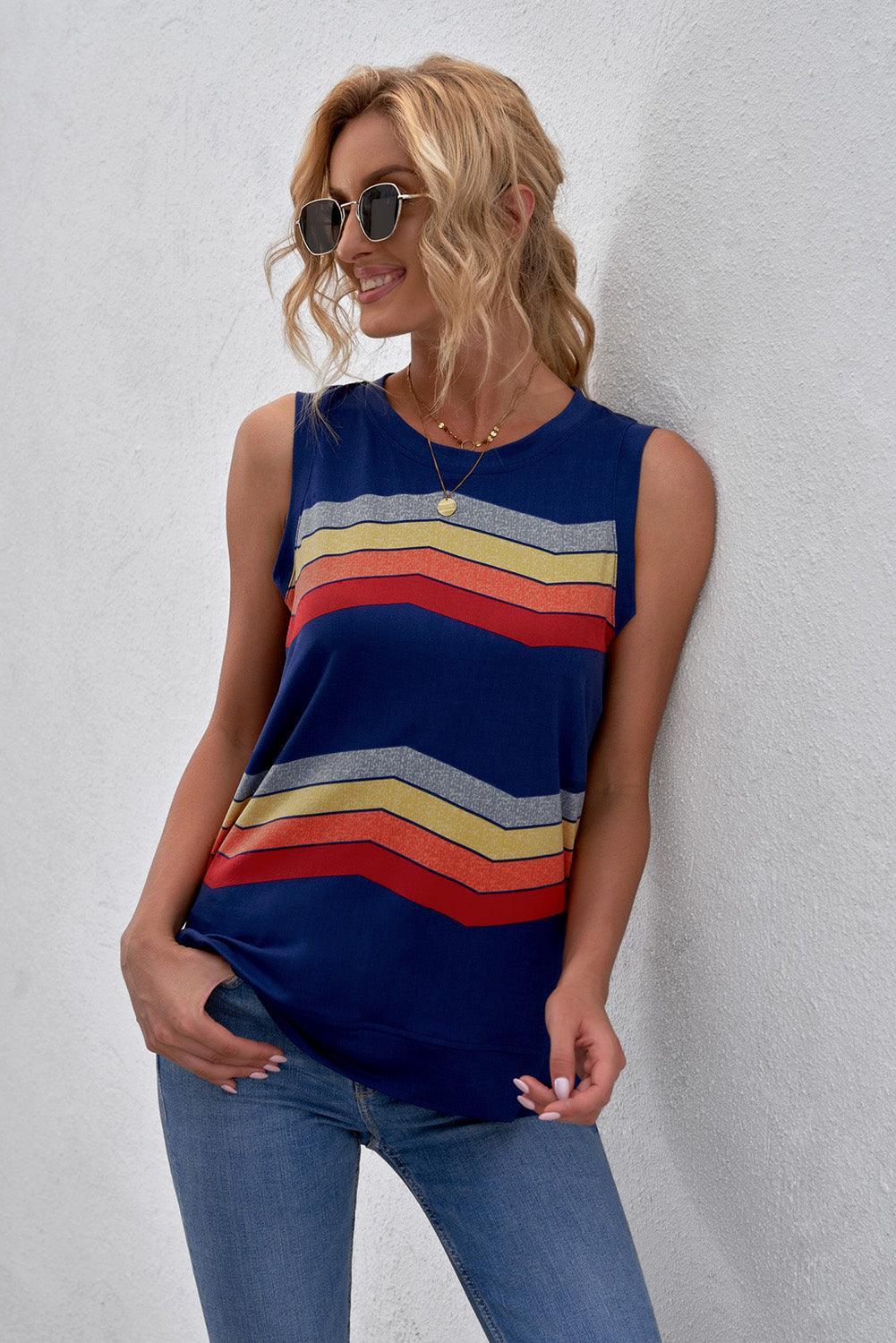 Leisure Ready Side Slit Crew Neck Tank Top - MXSTUDIO.COM