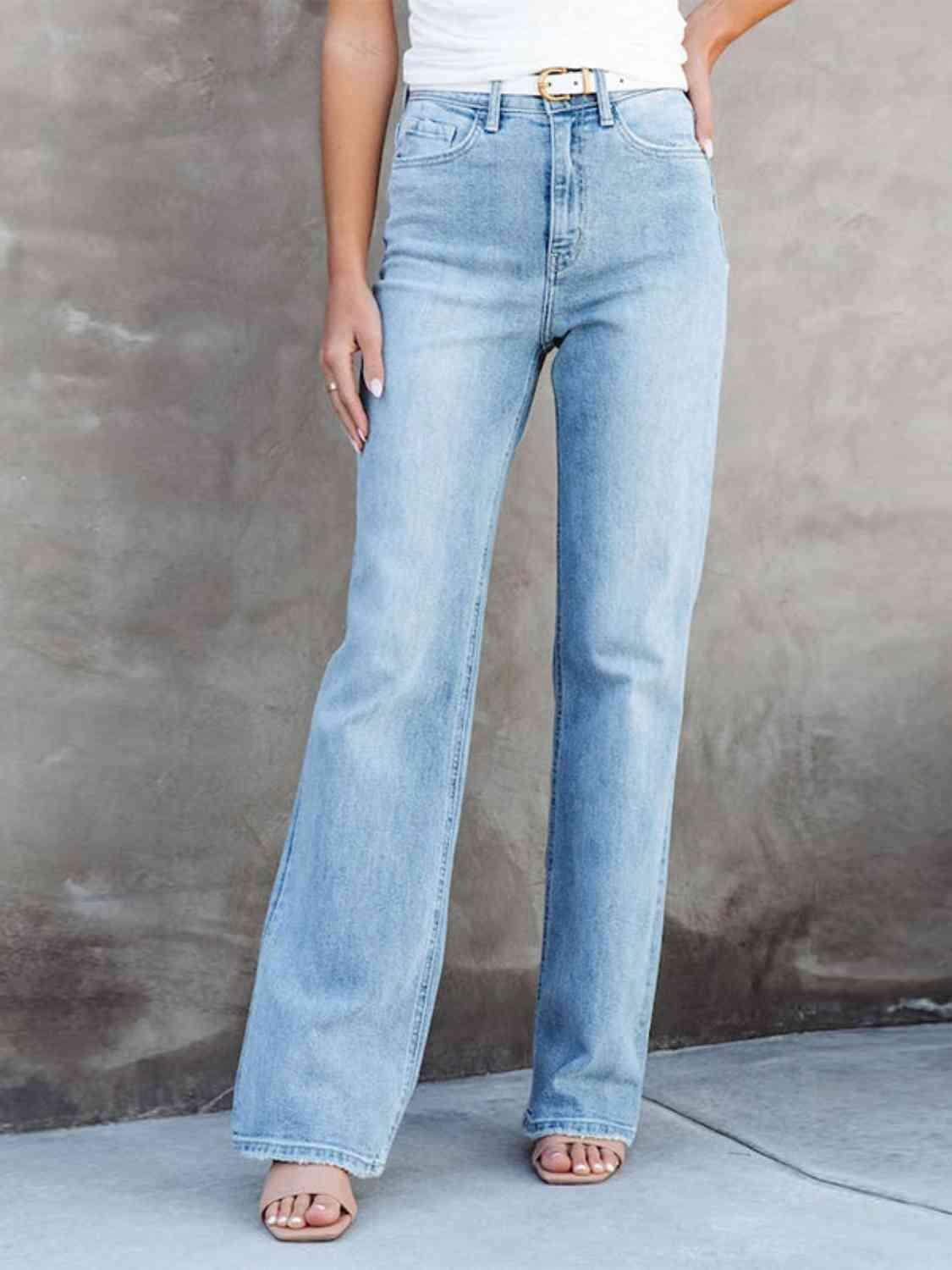 Leisure Wear High Waist Straight Leg Jeans - MXSTUDIO.COM