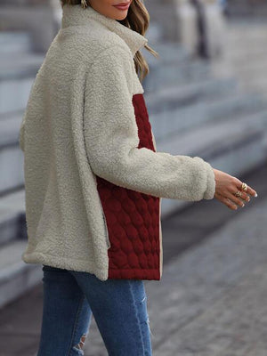 Leopard Patch Zip Up Fleece Jacket-MXSTUDIO.COM