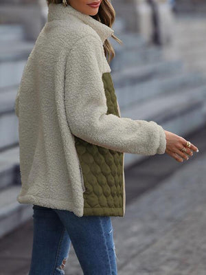 Leopard Patch Zip Up Fleece Jacket-MXSTUDIO.COM