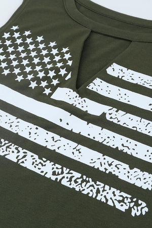 Let It Go Crew Neck Graphic USA Flag Tank Top - MXSTUDIO.COM