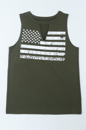 Let It Go Crew Neck Graphic USA Flag Tank Top - MXSTUDIO.COM