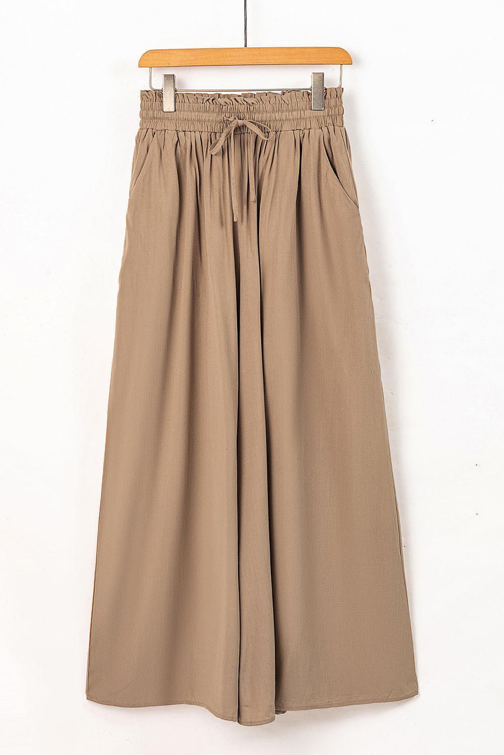 Let Loose Drawstring Elastic Waist Palazzo Pants - MXSTUDIO.COM