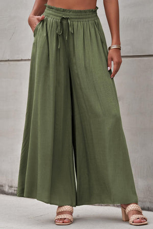 Let Loose Drawstring Elastic Waist Palazzo Pants - MXSTUDIO.COM