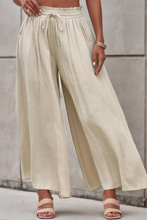 Let Loose Drawstring Elastic Waist Palazzo Pants - MXSTUDIO.COM