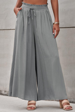 Let Loose Drawstring Elastic Waist Palazzo Pants - MXSTUDIO.COM