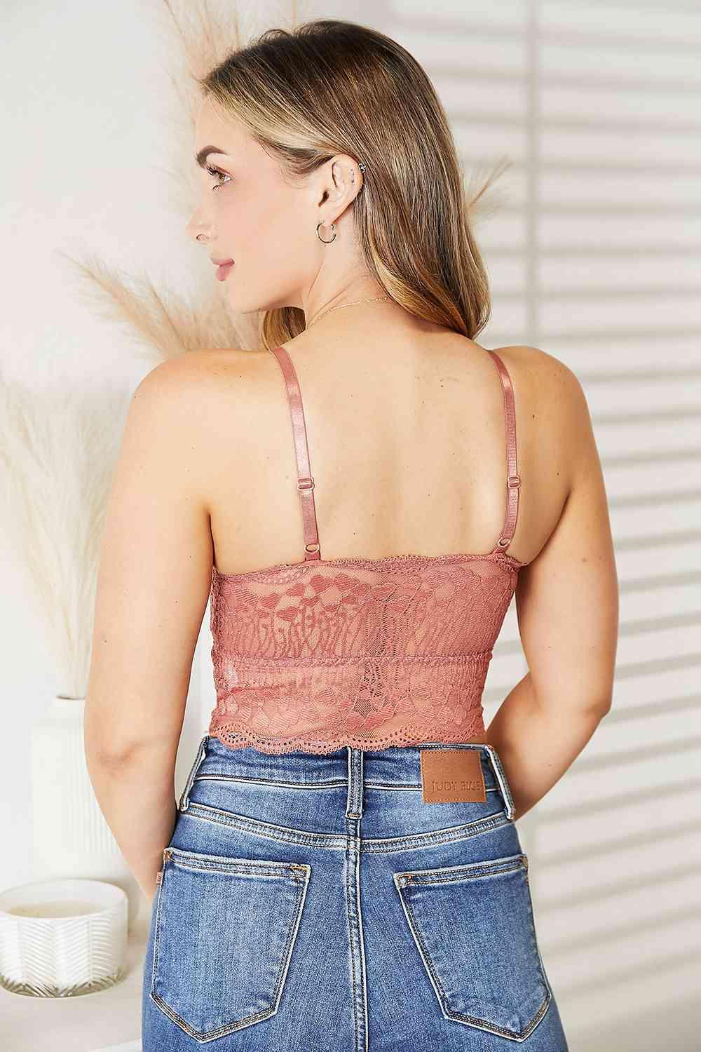 Light Mauve Crisscross Front Comfy Lace Bralette - MXSTUDIO.COM