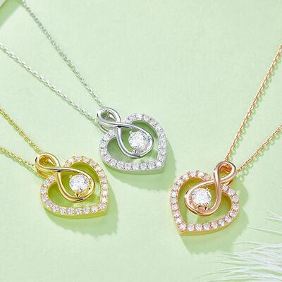 three necklaces with a heart and a knot on them