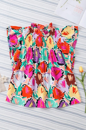 Live Colorfully Flutter Sleeve Floral Blouse - MXSTUDIO.COM