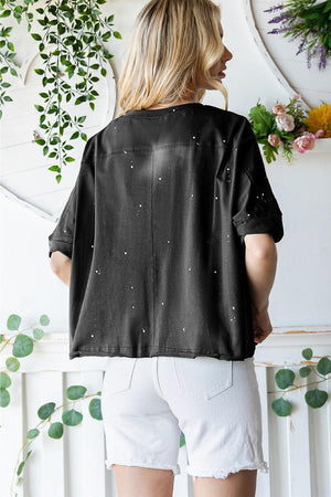 Live Light Distressed Half Sleeve High Low Top - MXSTUDIO.COM