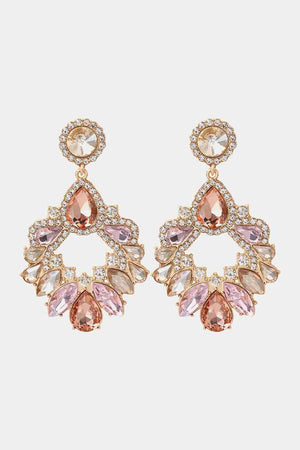 Lively Colored Frame Glass Stone Dangle Earrings-MXSTUDIO.COM