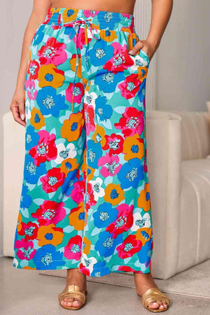 Lively Plus Size Women's Floral Wide Leg Pants - MXSTUDIO.COM