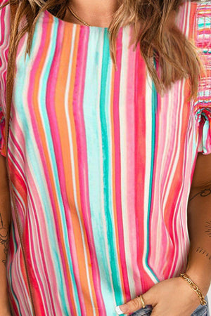 Living In Color Crew Neck Butterfly Sleeve Top - MXSTUDIO.COM