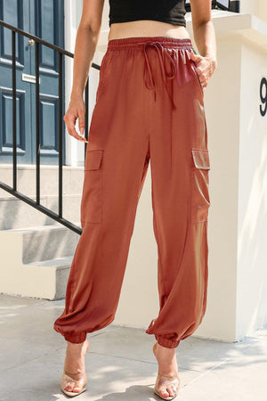 Long Pocketed Womens Tie Waist Pants - MXSTUDIO.COM