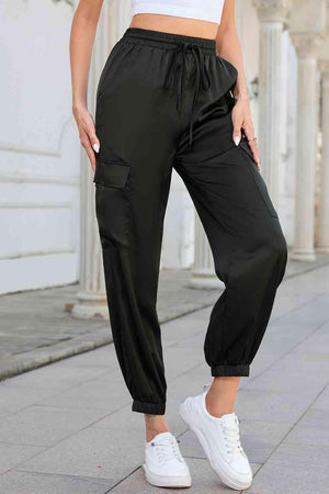 Long Pocketed Womens Tie Waist Pants - MXSTUDIO.COM