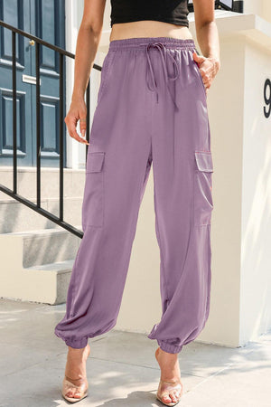 Long Pocketed Womens Tie Waist Pants - MXSTUDIO.COM