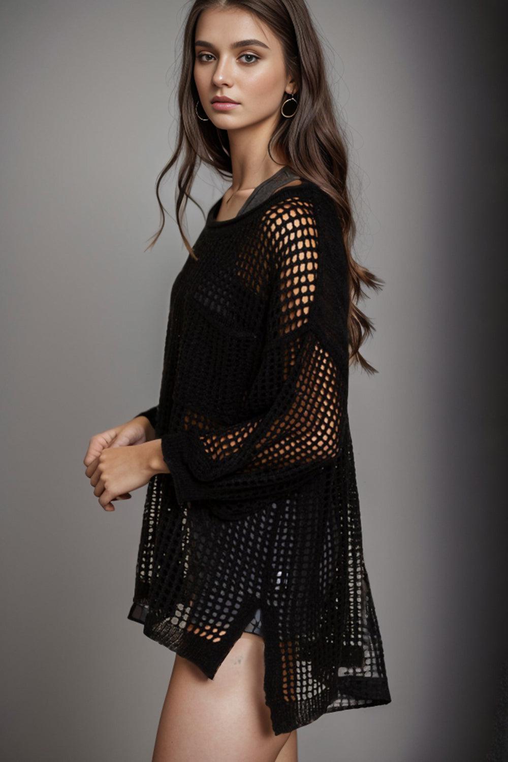 a woman in a black top posing for a picture