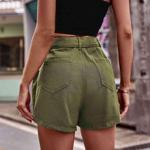 Look Edgy Belted Denim Cargo Mini Skort - MXSTUDIO.COM