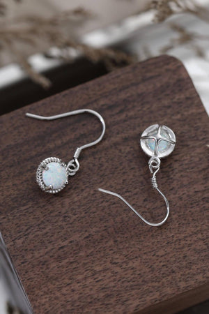 Lovely 925 Sterling Silver Round Opal Drop Earrings - MXSTUDIO.COM