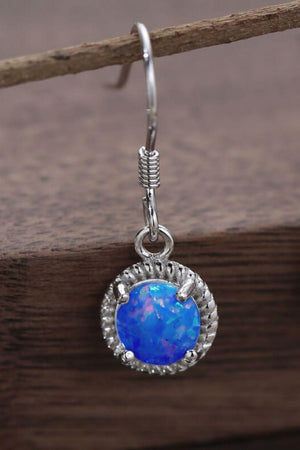 Lovely 925 Sterling Silver Round Opal Drop Earrings - MXSTUDIO.COM