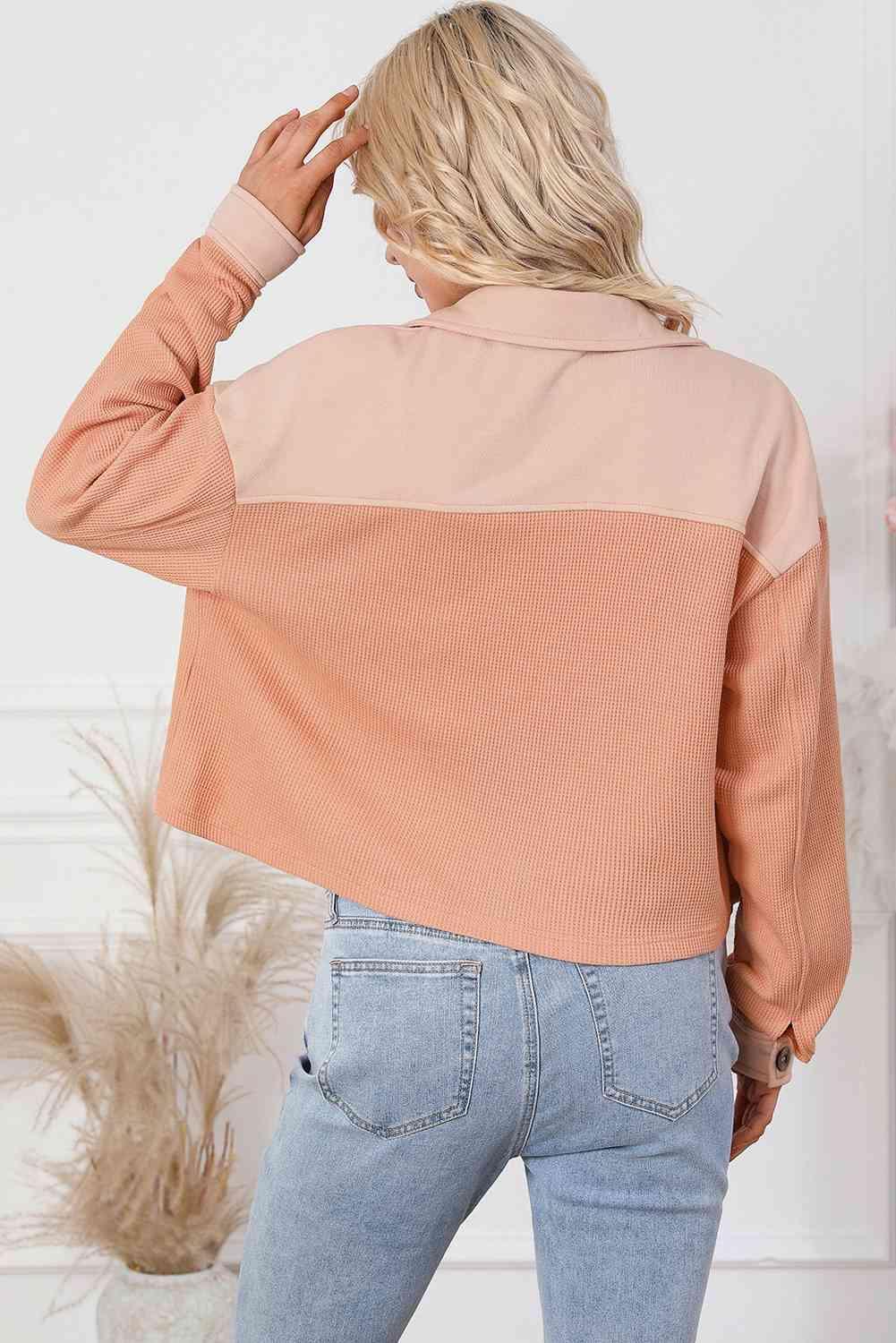 Lovely Embrace Collared Button Down Shacket - MXSTUDIO.COM