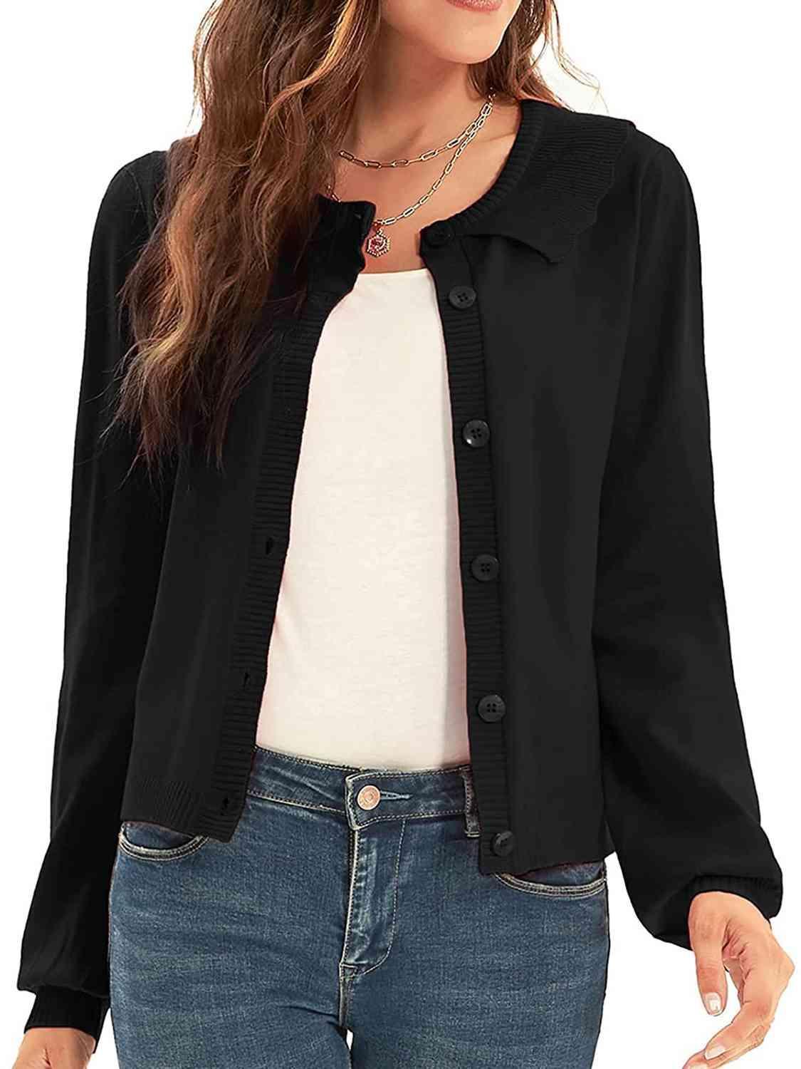Lovely Embrace Collared Button Up Cardigan-MXSTUDIO.COM