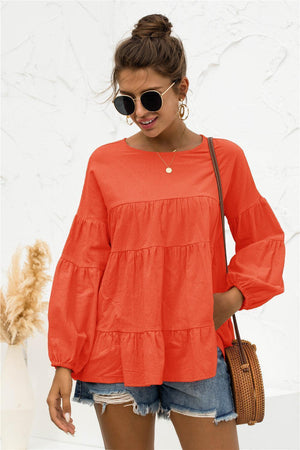 Lovely Tiered Bubble Long Sleeve Blouse - MXSTUDIO.COM