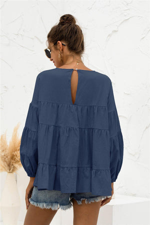 Lovely Tiered Bubble Long Sleeve Blouse - MXSTUDIO.COM