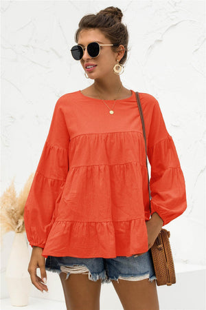 Lovely Tiered Bubble Long Sleeve Blouse - MXSTUDIO.COM