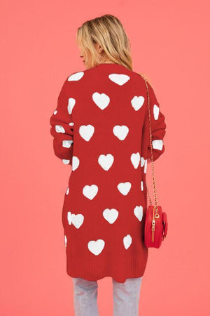 Loving Embrace Open Front Knit Long Heart Cardigan-MXSTUDIO.COM