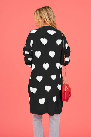 Loving Embrace Open Front Knit Long Heart Cardigan-MXSTUDIO.COM