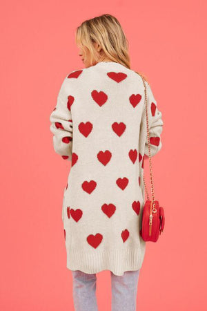 Loving Embrace Open Front Knit Long Heart Cardigan-MXSTUDIO.COM