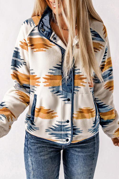 Low Temp Style Geometric Snap Button Jacket-MXSTUDIO.COM