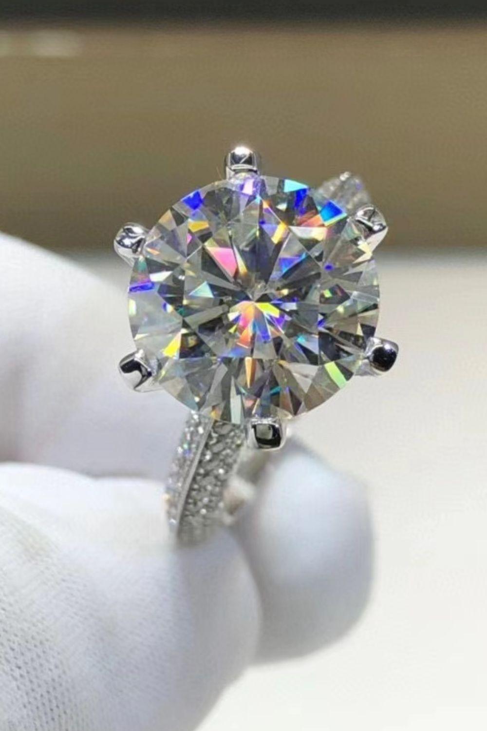 Lucky Break Platinum-Plated 5 Carat Moissanite Ring - MXSTUDIO.COM