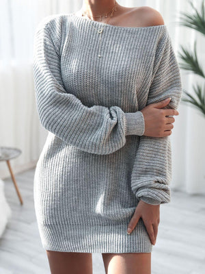 Luscious Boat Neck Sweater Dress - MXSTUDIO.COM