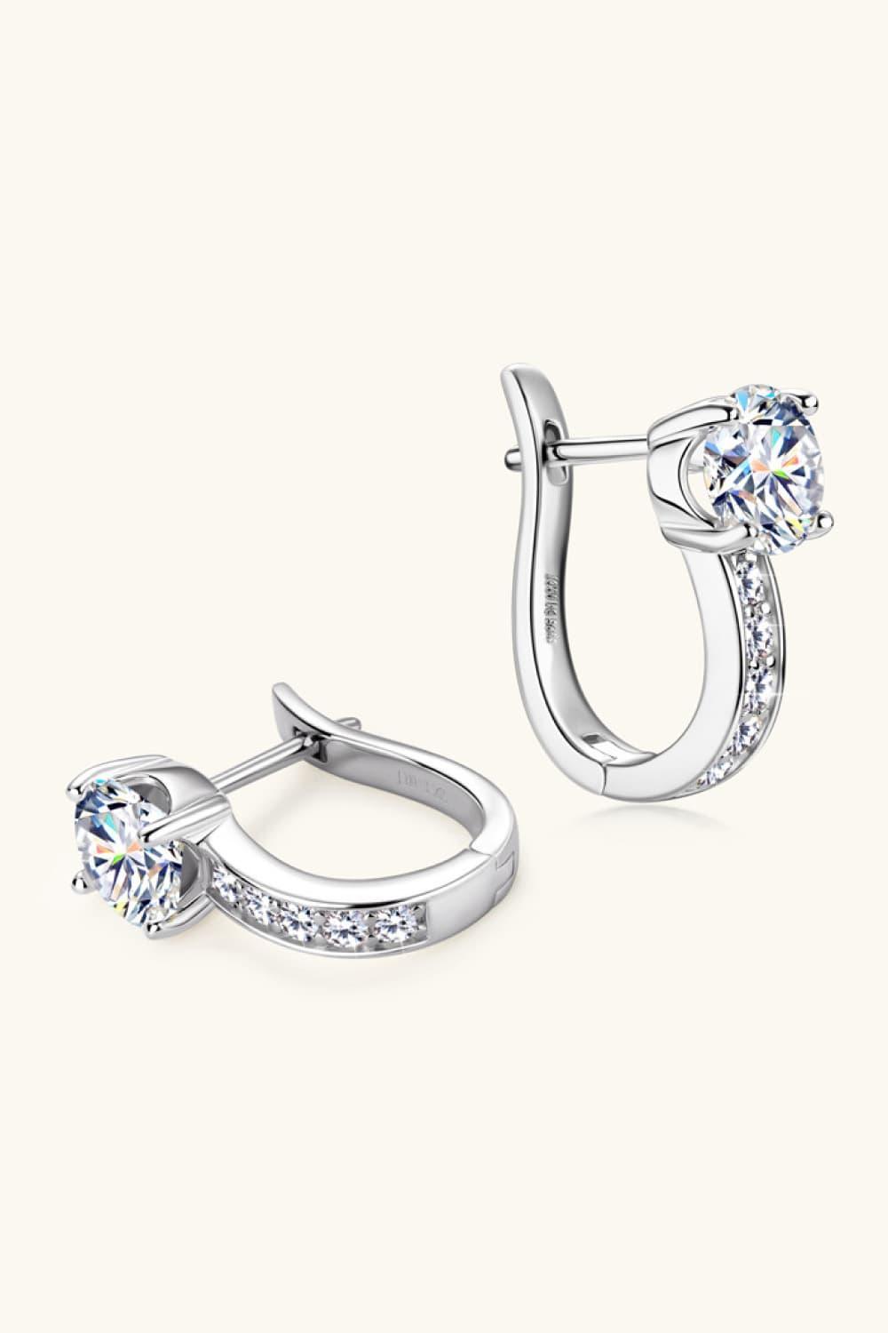 Lustrous Zircon Accent 2 Carat Huggie Moissanite Earrings - MXSTUDIO.COM