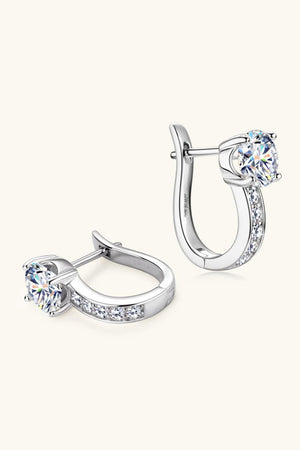 Lustrous Zircon Accent 2 Carat Huggie Moissanite Earrings - MXSTUDIO.COM