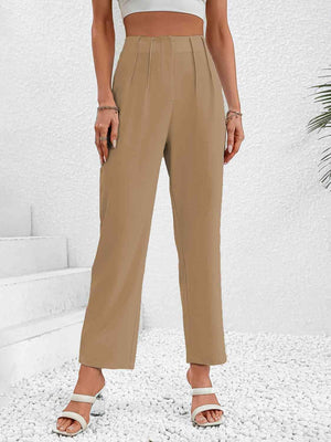 Luxe Ruched Accent Pants Wide Leg Crop Pants - MXSTUDIO.COM