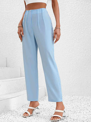 Luxe Ruched Accent Pants Wide Leg Crop Pants - MXSTUDIO.COM