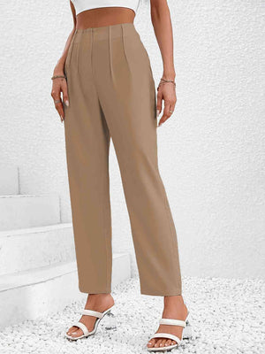 Luxe Ruched Accent Pants Wide Leg Crop Pants - MXSTUDIO.COM