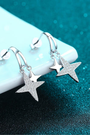 Luxurious Star Sterling Silver Moissanite Drop Earrings - MXSTUDIO.COM