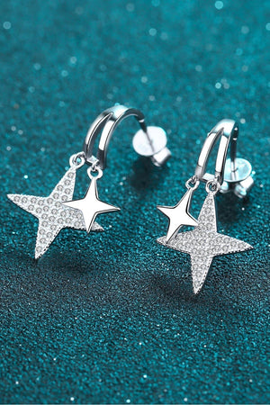 Luxurious Star Sterling Silver Moissanite Drop Earrings - MXSTUDIO.COM