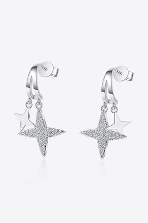Luxurious Star Sterling Silver Moissanite Drop Earrings - MXSTUDIO.COM